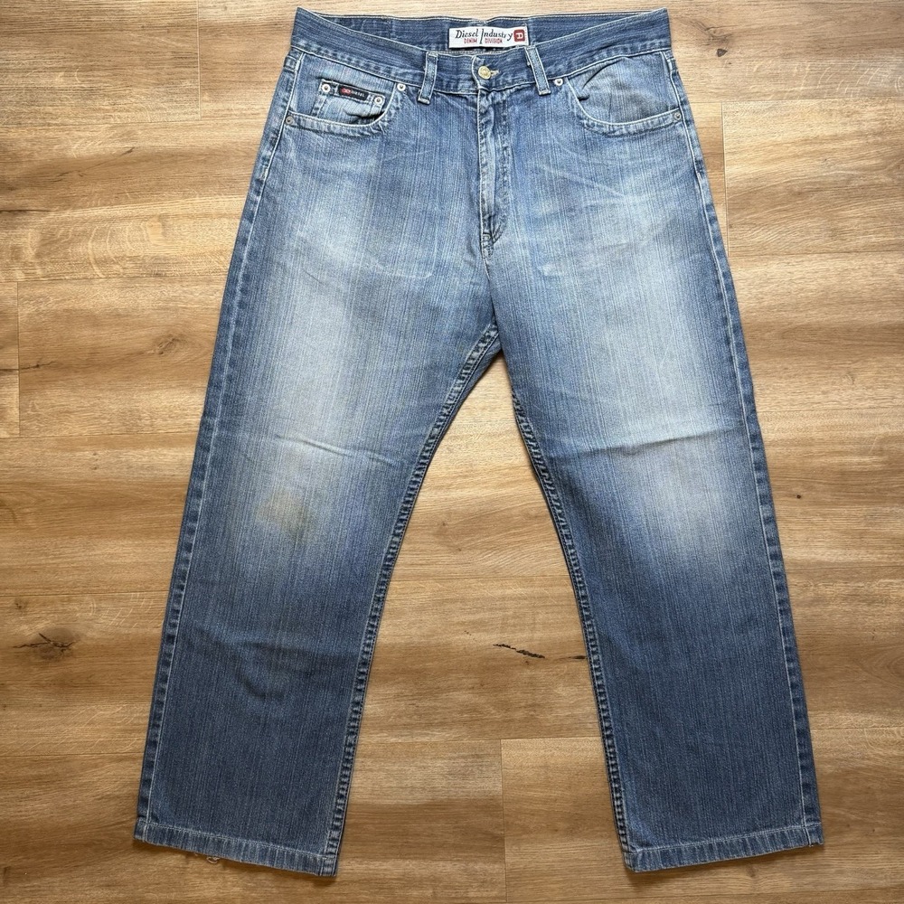 Vintage Diesel Jeans Men 34x27 Blue‎ Relaxed Straight Medium Wash Faded (Tag 36)